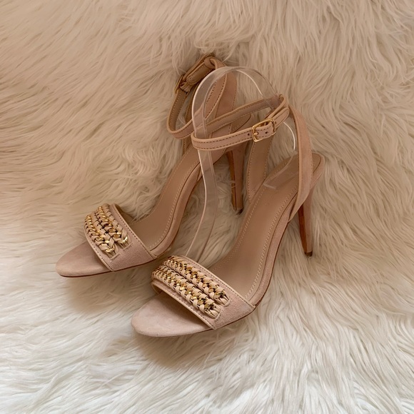 *SOLD* New! SANDRO Paris Nina Chain Tan Suede Sandals - Picture 4 of 14